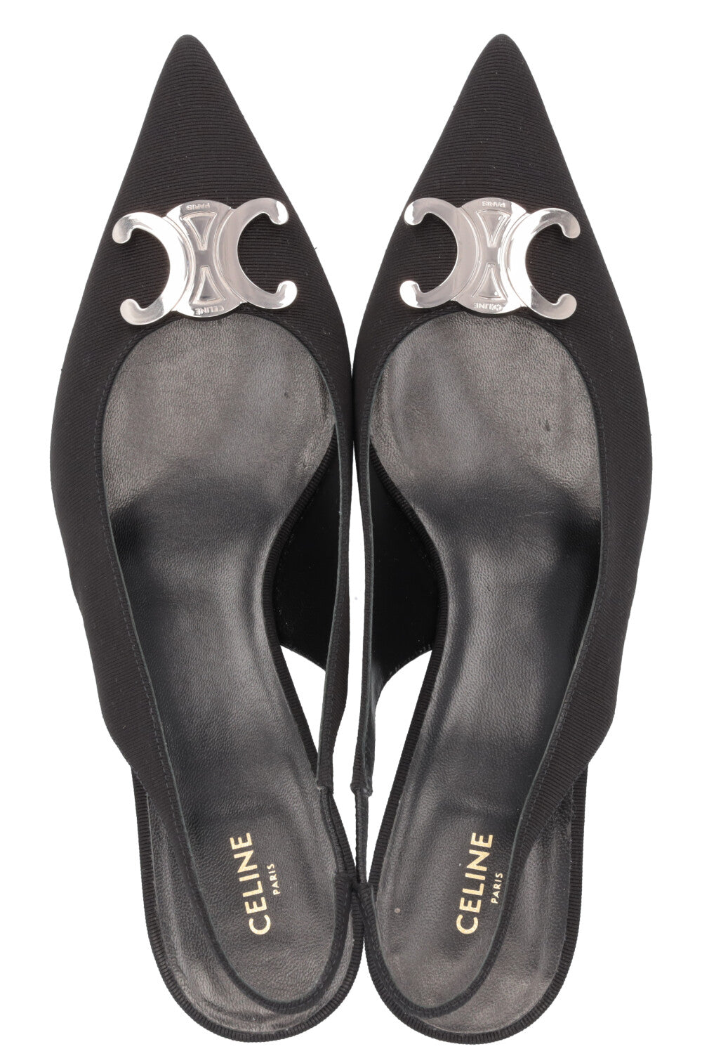 CELINE Alma Triomphe Slingback Heels Black