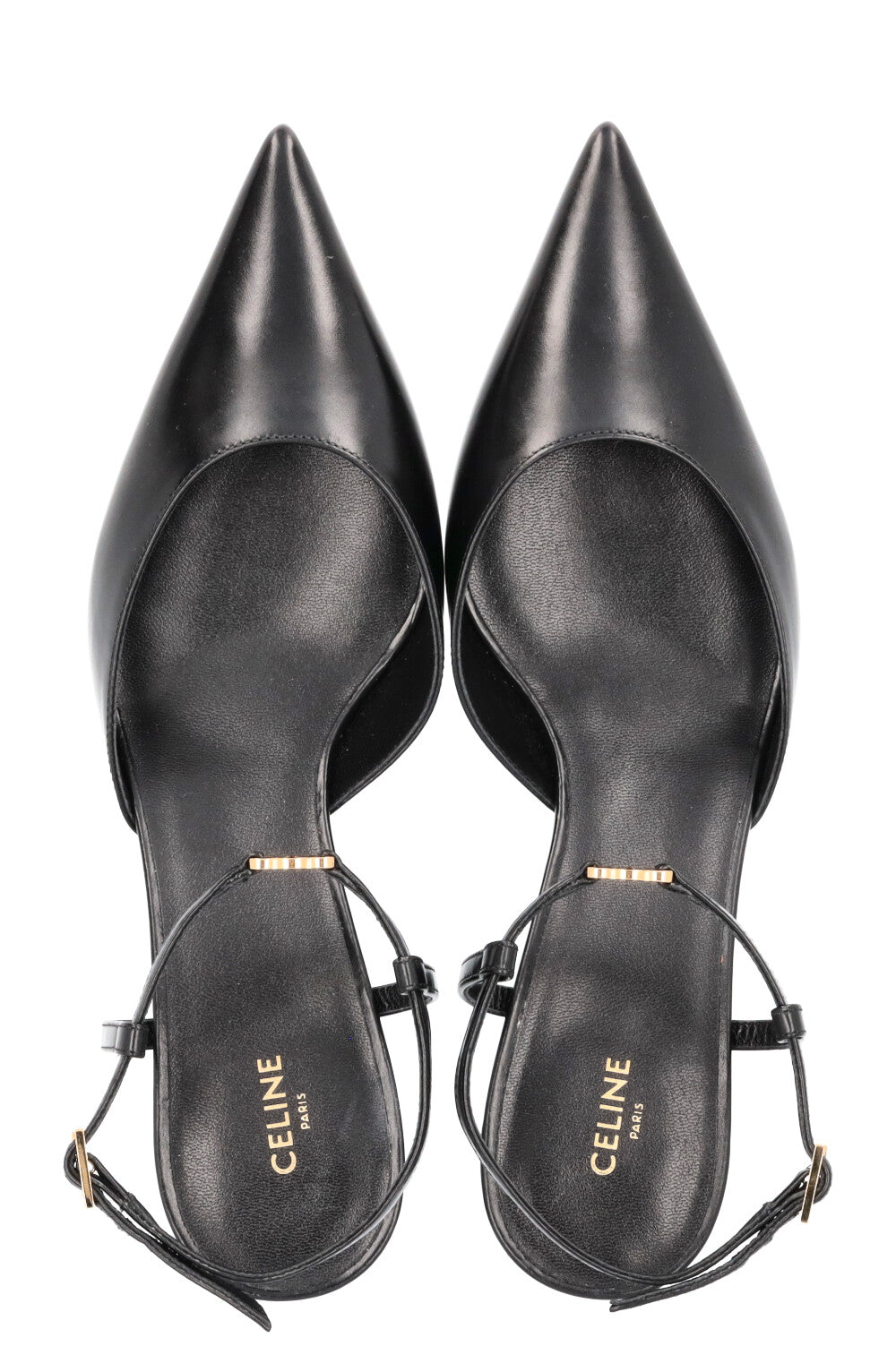 CELINE Triomphe Slingback Heels Black – REAWAKE