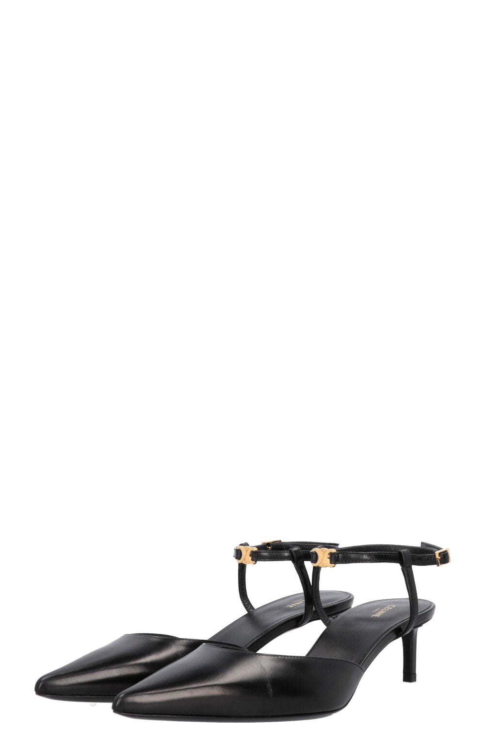 CELINE Triomphe Slingback Heels Black – REAWAKE