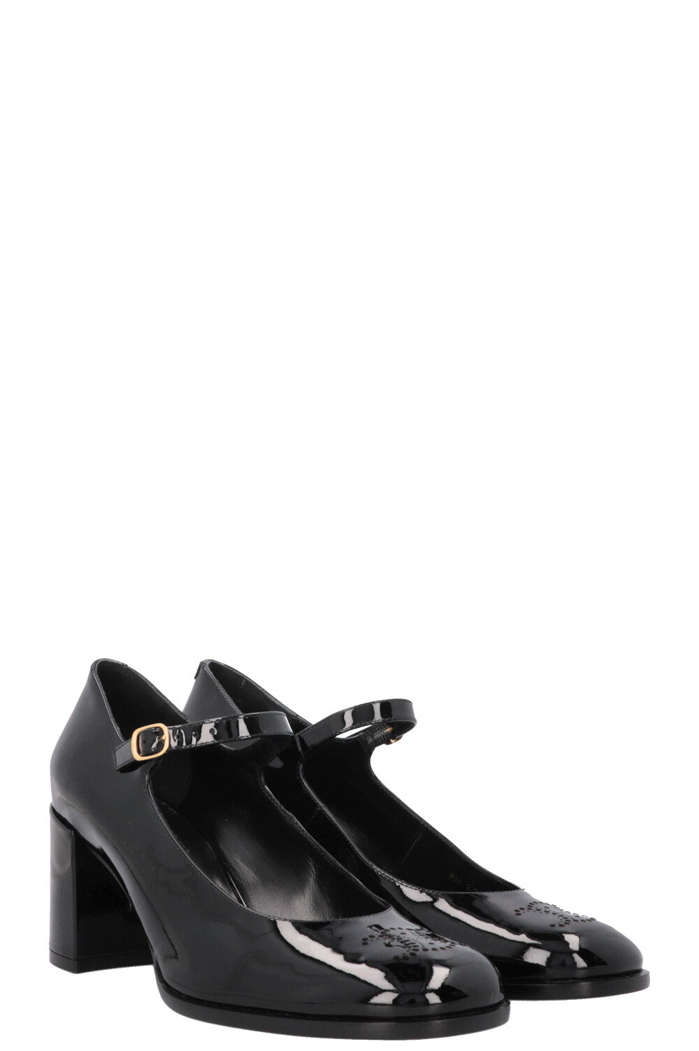 CELINE Lilly Babies Triomphe Mary Jane Heels Patent Black