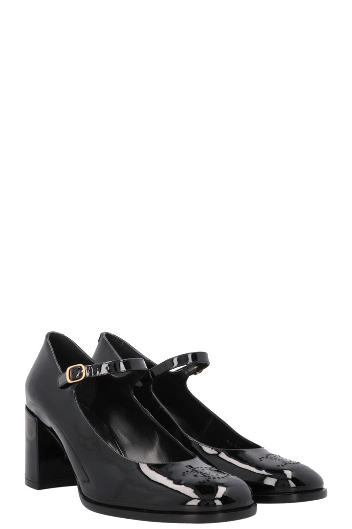 CELINE Lilly Babies Triomphe Mary Jane Heels Patent Black