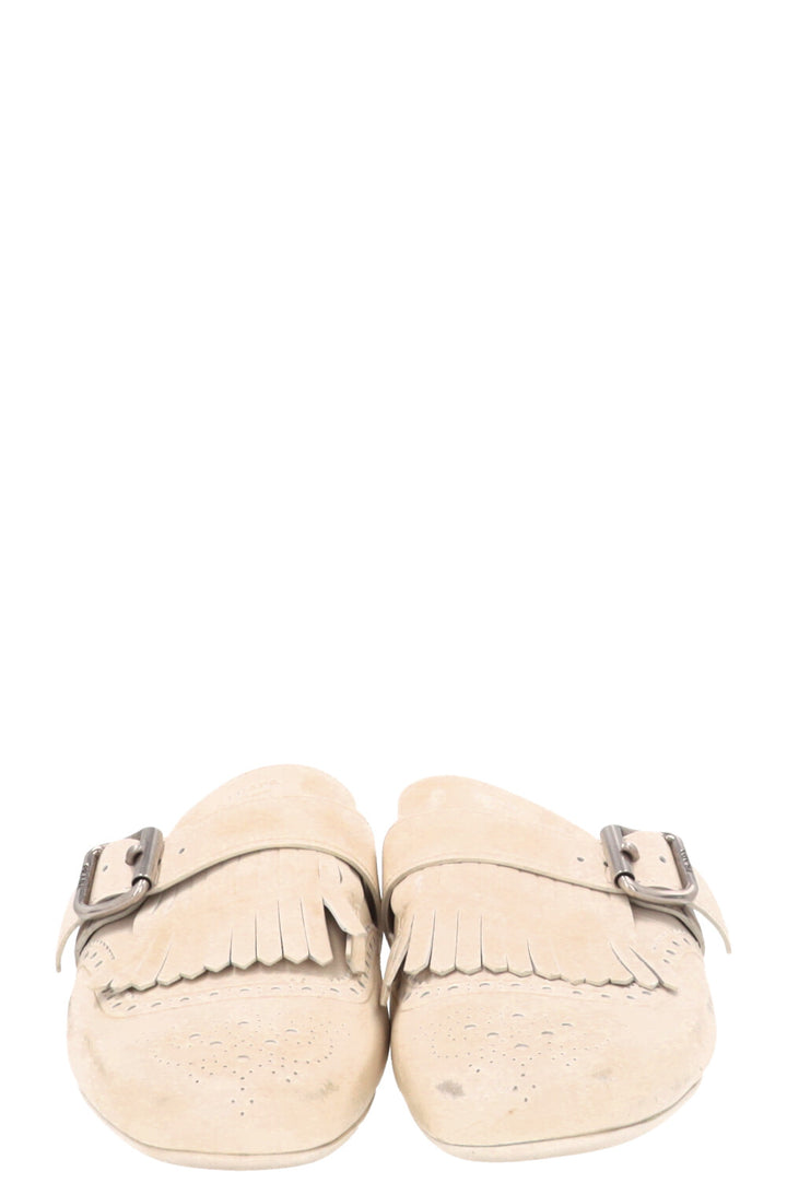 PRADA Shuffle Mules Aged Leather White