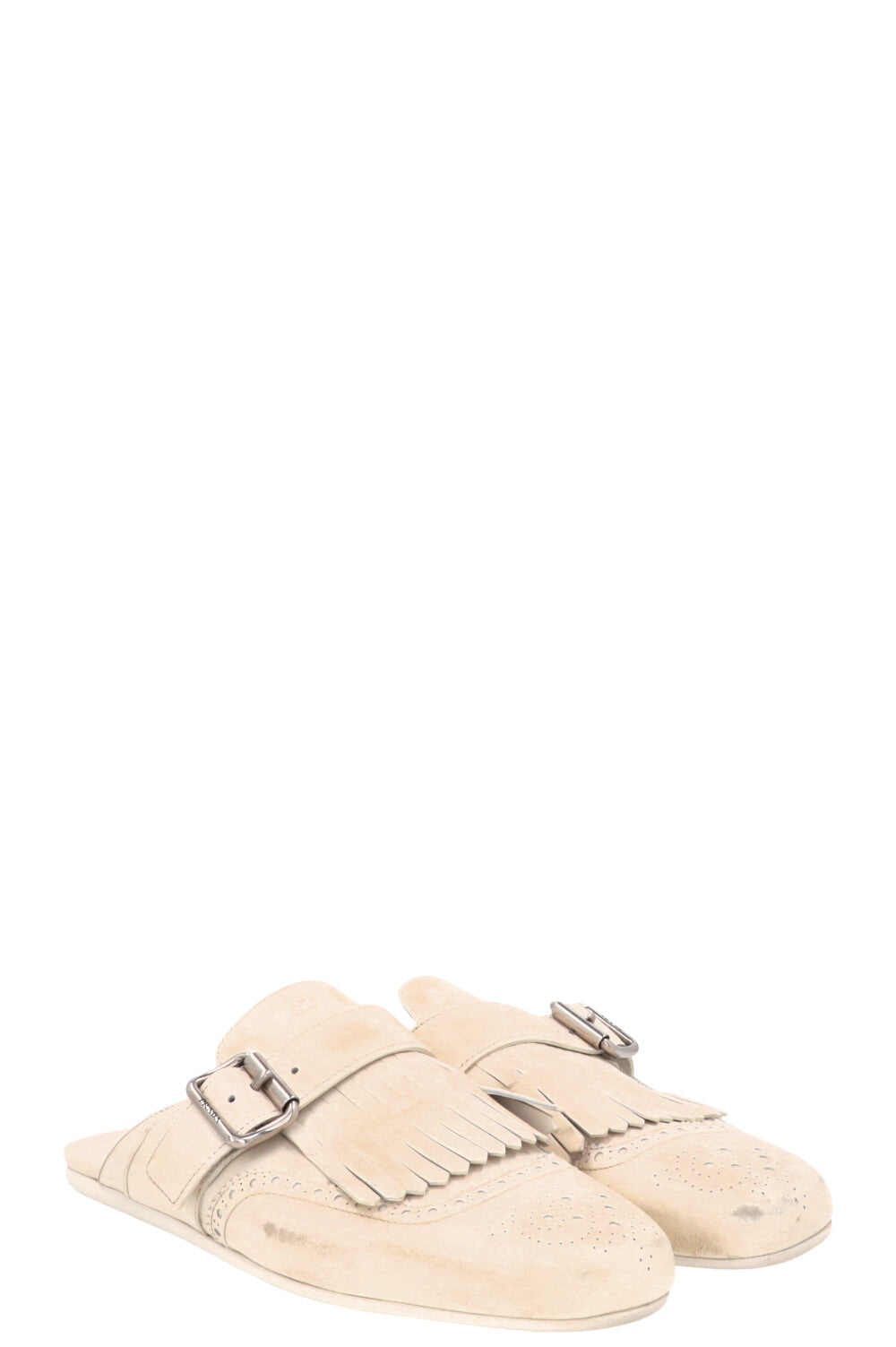 PRADA Shuffle Mules Aged Leather White