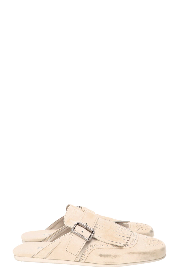 PRADA Shuffle Mules Aged Leather White