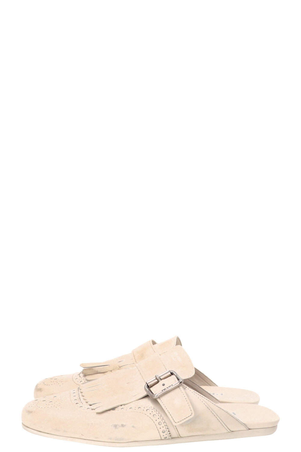 PRADA Shuffle Mules Aged Leather White
