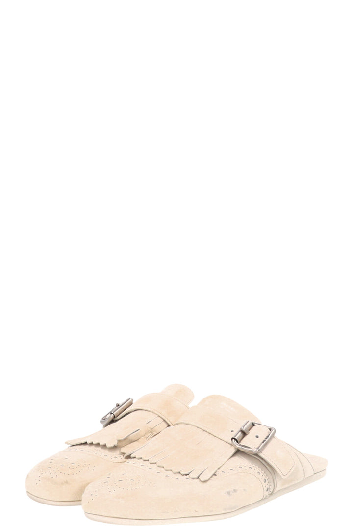 PRADA Shuffle Mules Aged Leather White