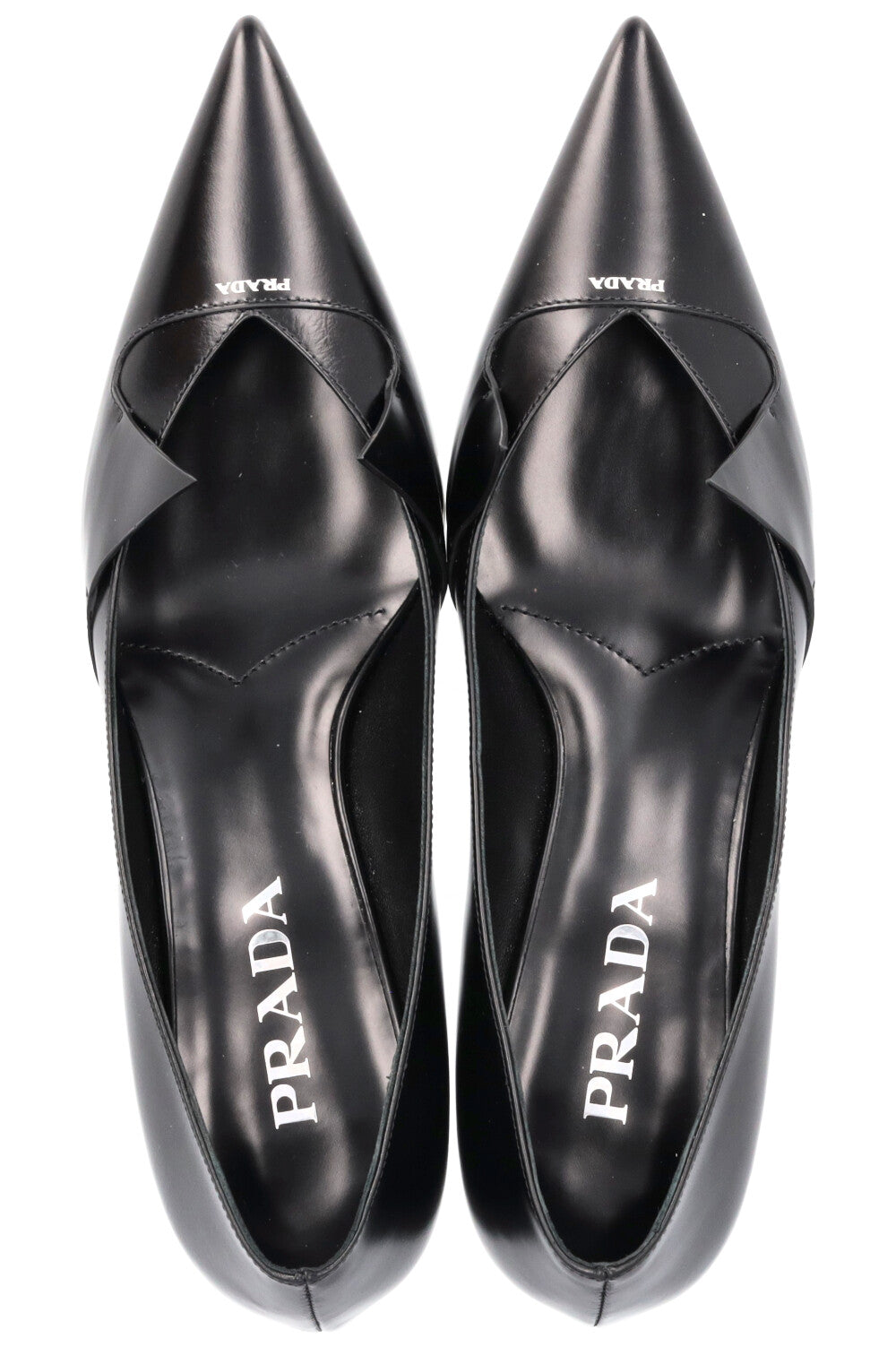 Escarpins géométriques à logo PRADA noirs