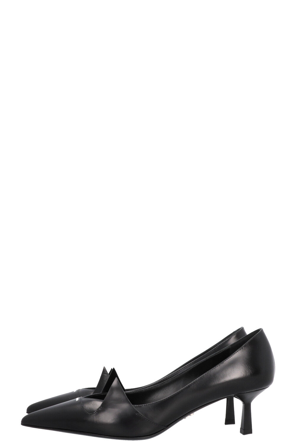 Escarpins géométriques à logo PRADA noirs