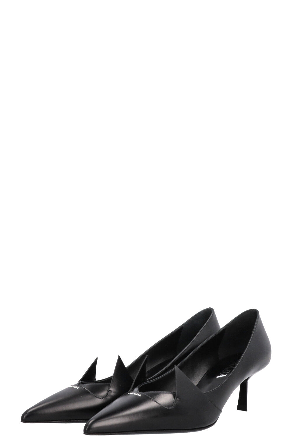 Escarpins géométriques à logo PRADA noirs