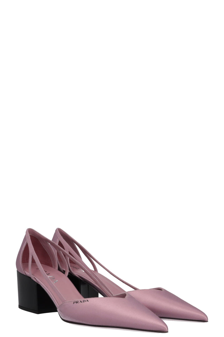 Escarpins PRADA Cut Out 55 en satin rose