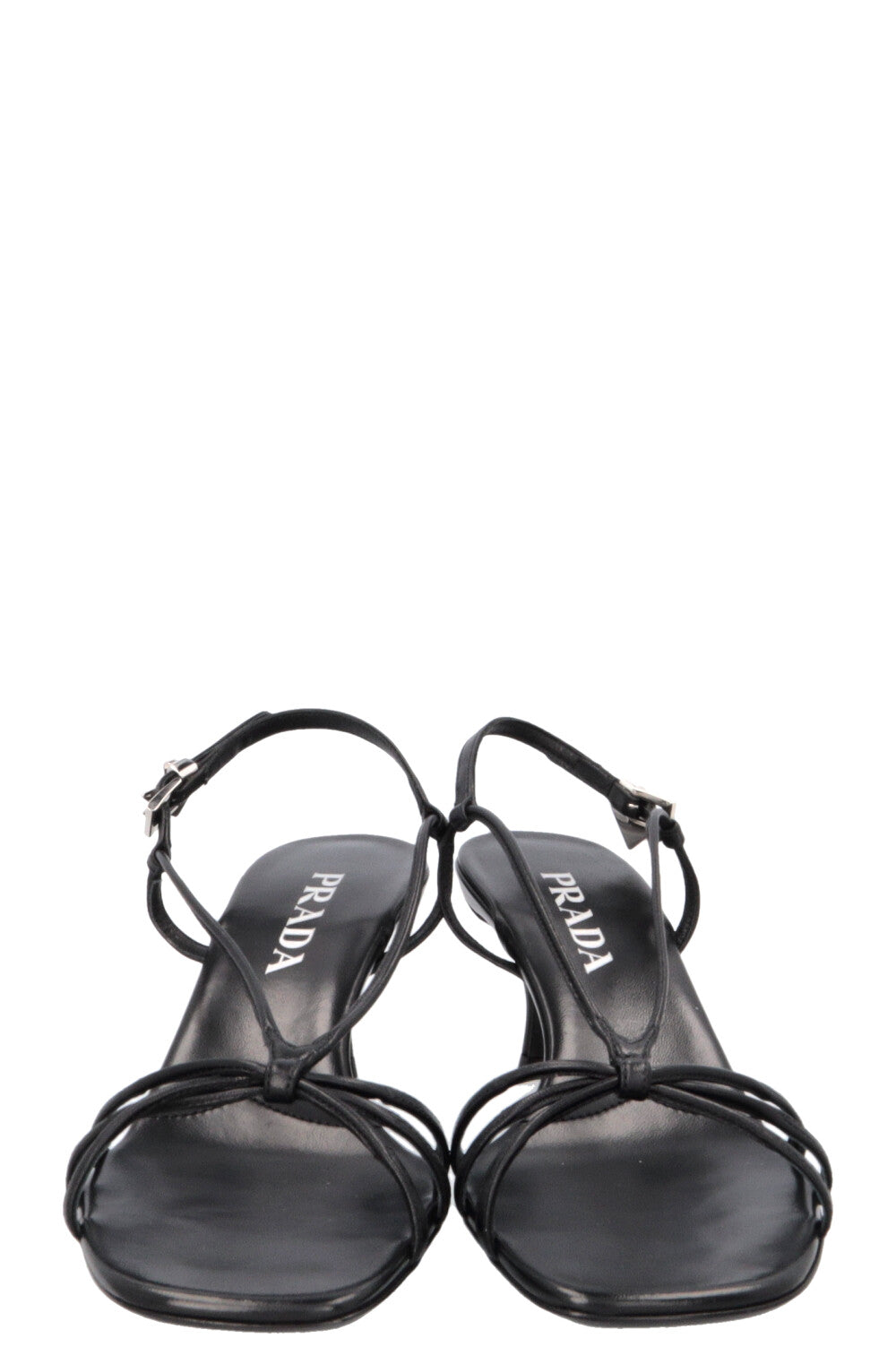 PRADA Sandales à lanières en cuir noir