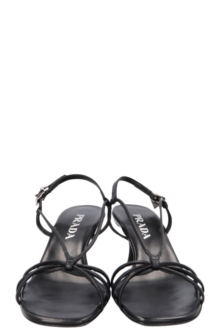 PRADA Sandales à lanières en cuir noir