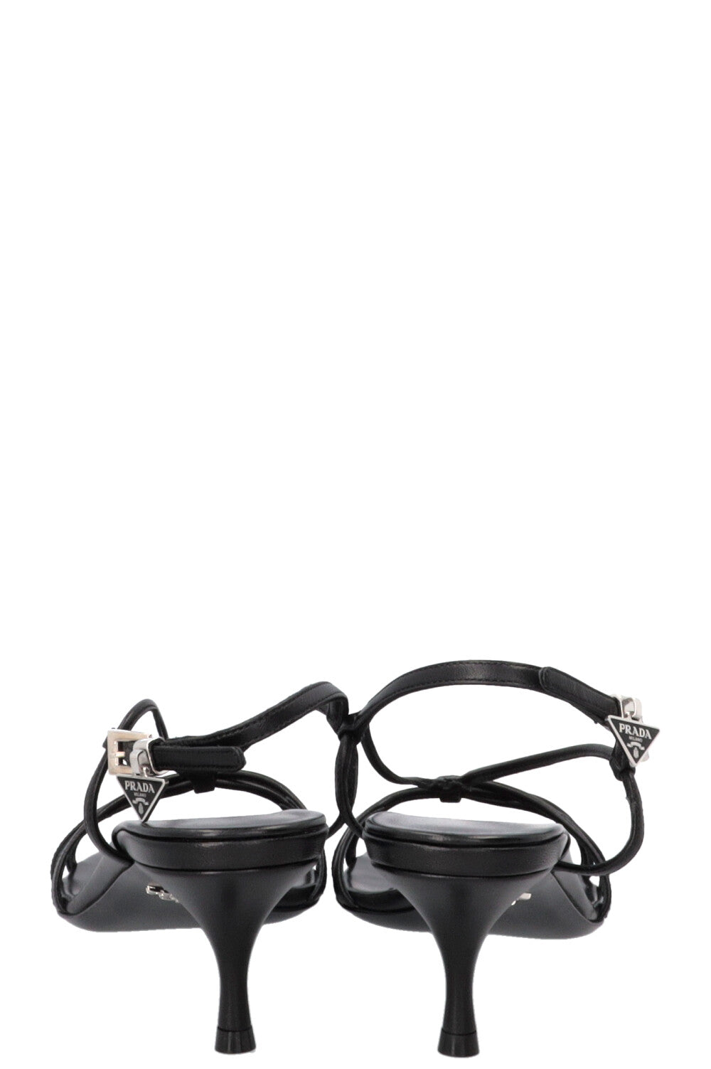 PRADA Sandales à lanières en cuir noir