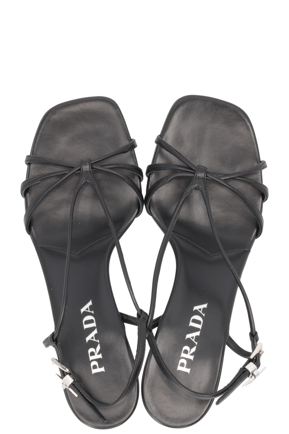 PRADA Sandales à lanières en cuir noir