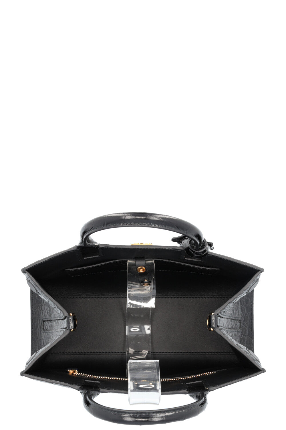 BURBERRY Small Frances Croc Embossed Tote Bag Black REAWAKE