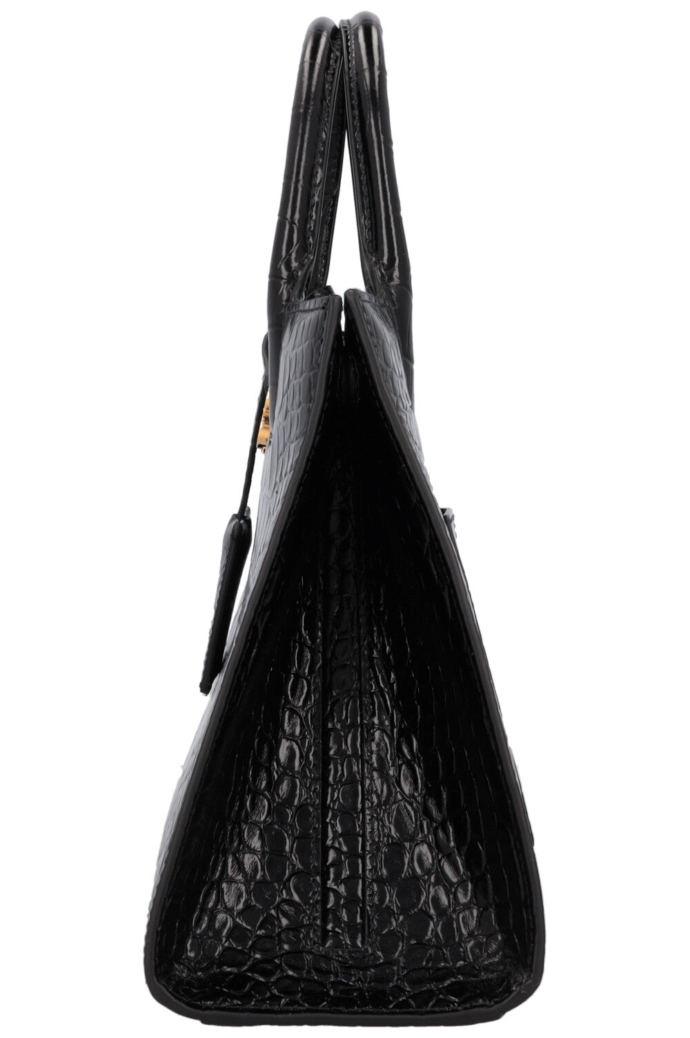 BURBERRY Small Frances Croc Embossed Tote Bag Black REAWAKE
