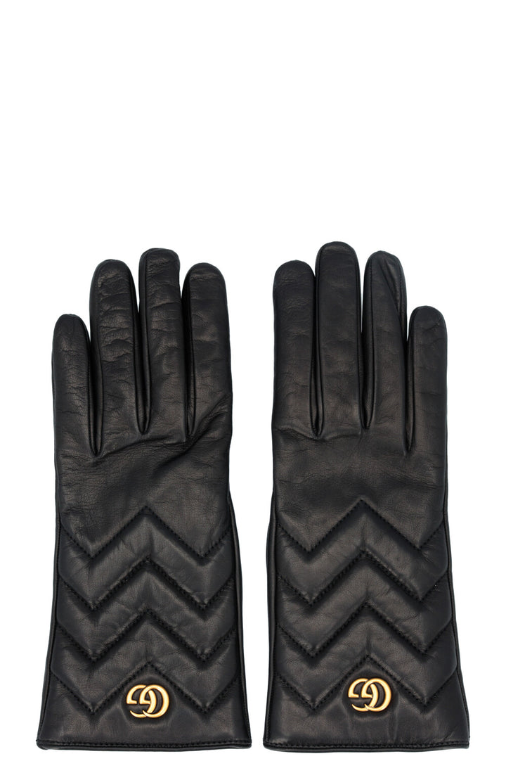 GUCCI Quilted Marmont Gloves Leather Black