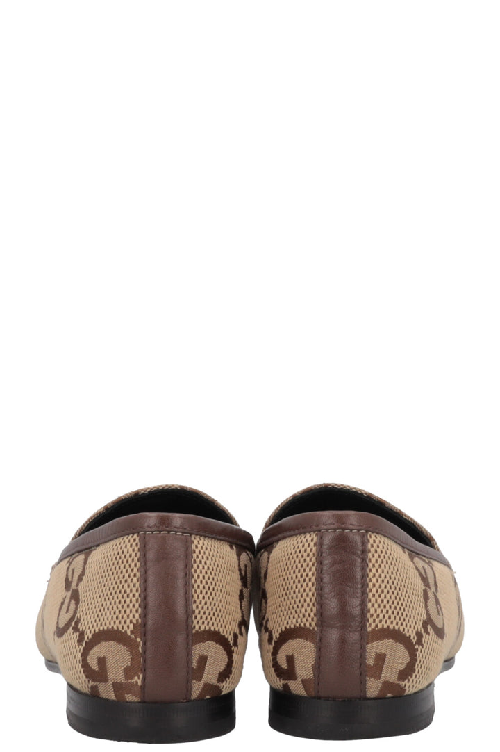 GUCCI Jordaan Loafers Supreme Giant G Canvas Sand
