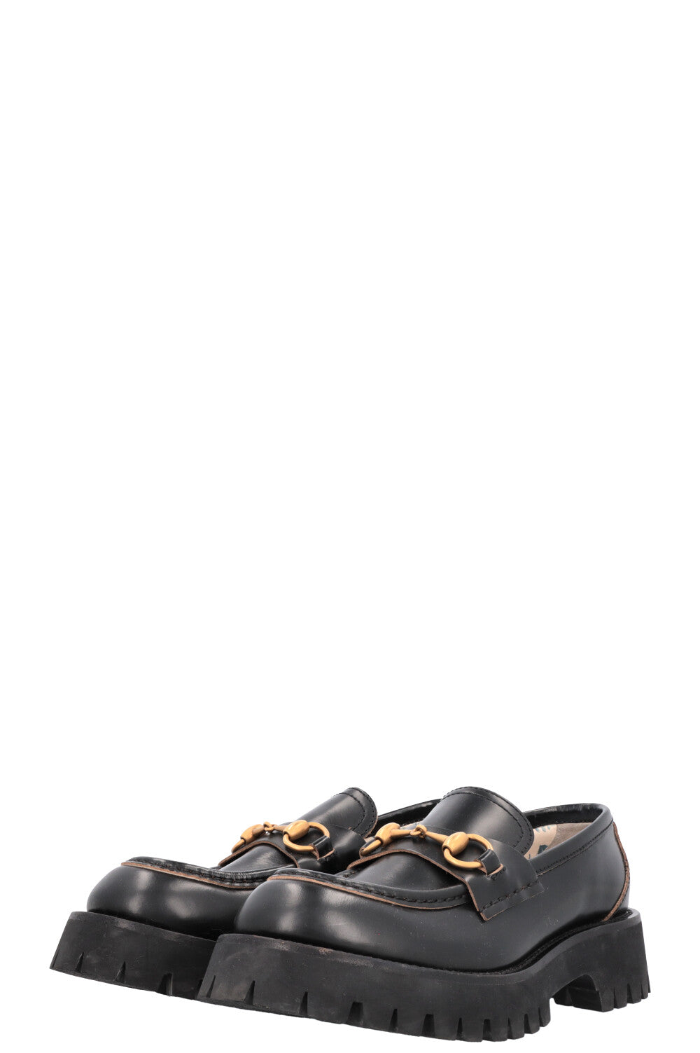 GUCCI Bee Embroidered Horsebit Platform Loafers Black