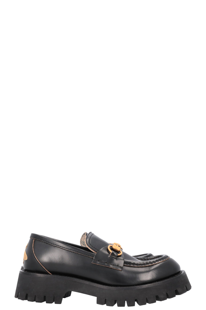 GUCCI Bee Embroidered Horsebit Platform Loafers Black