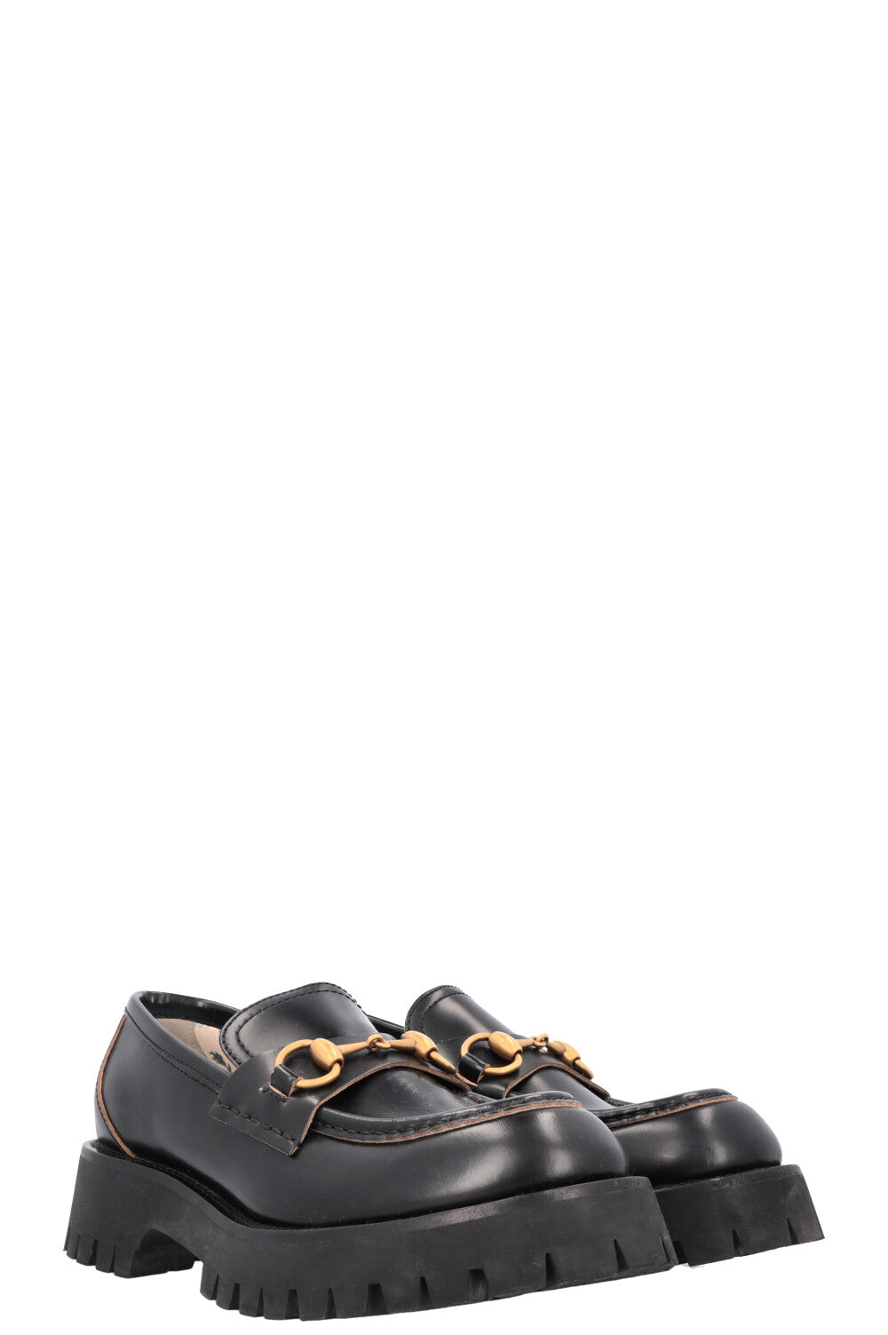 GUCCI Bee Embroidered Horsebit Plateau Loafers Black