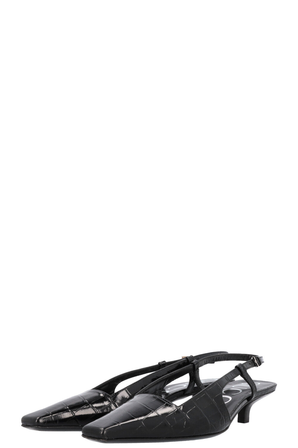 GUCCI Aria Talons à bride arrière en relief croco Noir