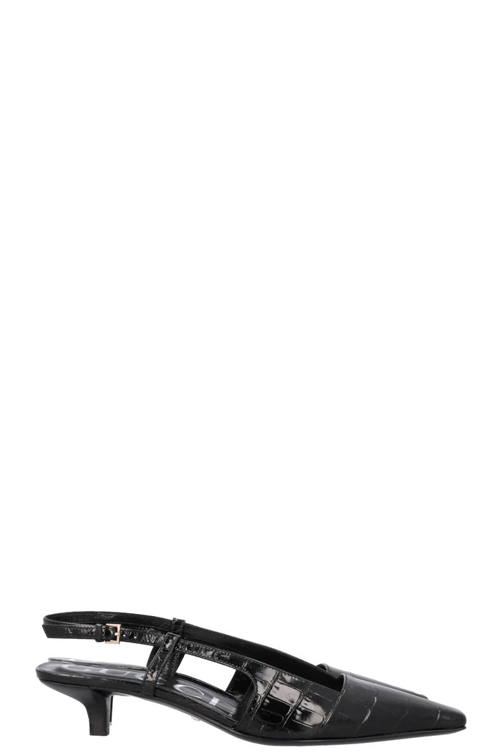 GUCCI Aria Talons à bride arrière en relief croco Noir