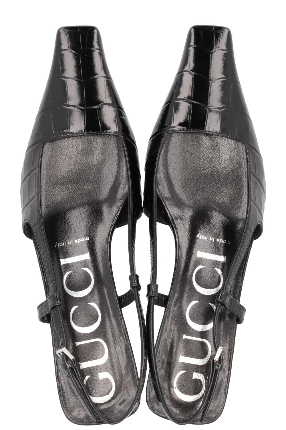 GUCCI Aria Talons à bride arrière en relief croco Noir