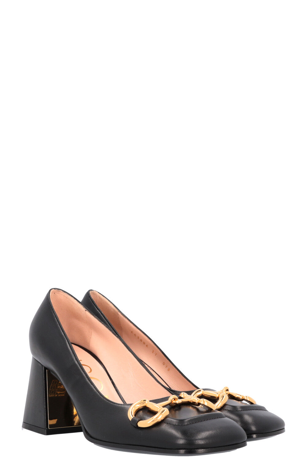 GUCCI Horsebit Block Heel Pumps Black