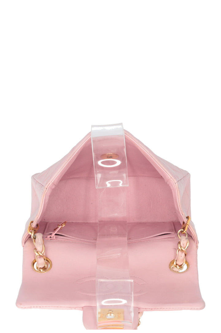 CHANEL Mini Square Flap Bag Leather Pink