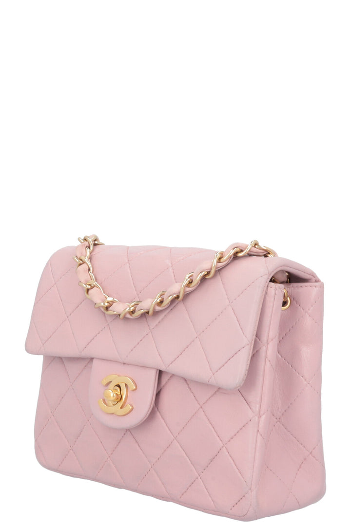 CHANEL Mini Square Flap Bag Leather Pink