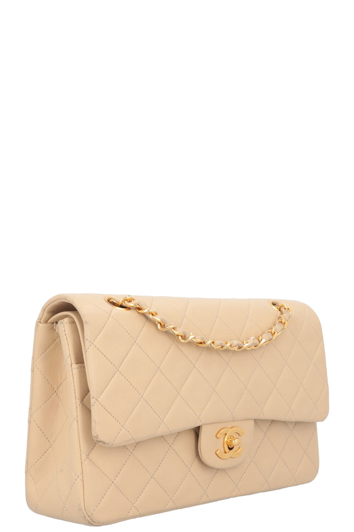 CHANEL Vintage Medium Double Flap Bag Beige