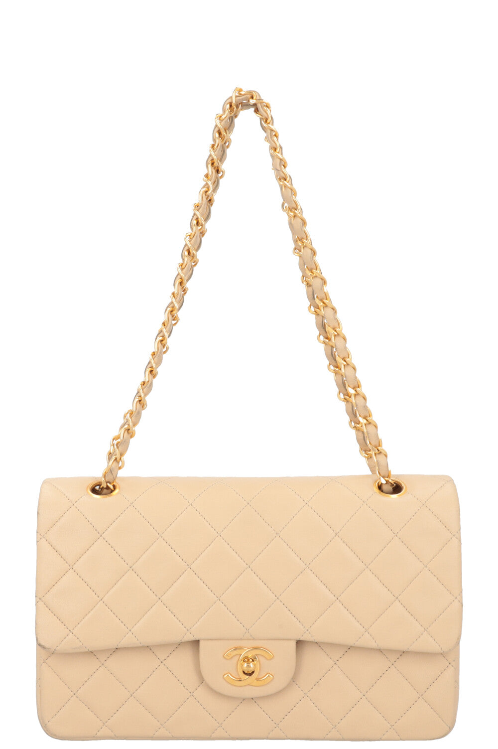 CHANEL Vintage Medium Double Flap Bag Beige