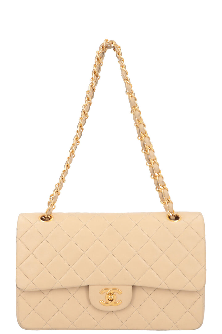 CHANEL Vintage Medium Double Flap Bag Beige