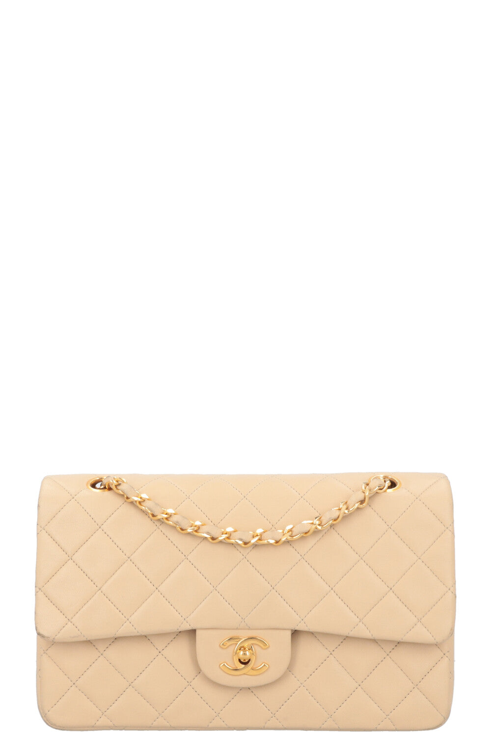CHANEL Vintage Medium Double Flap Bag Beige