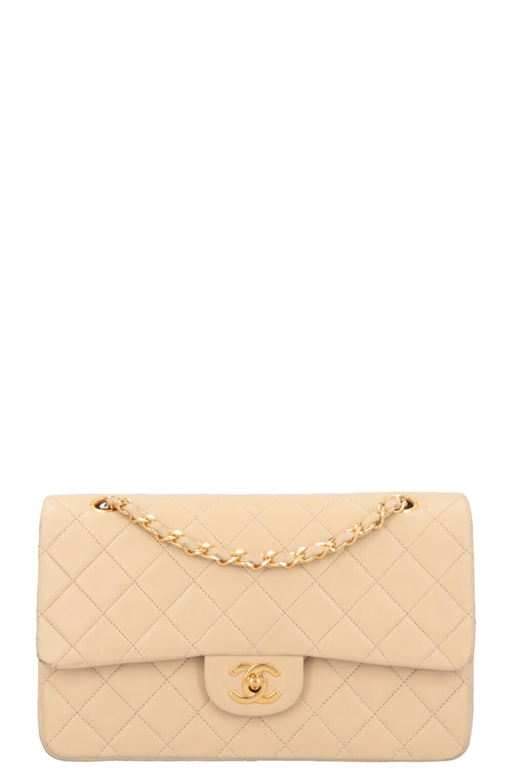 CHANEL Vintage Medium Double Flap Bag Beige