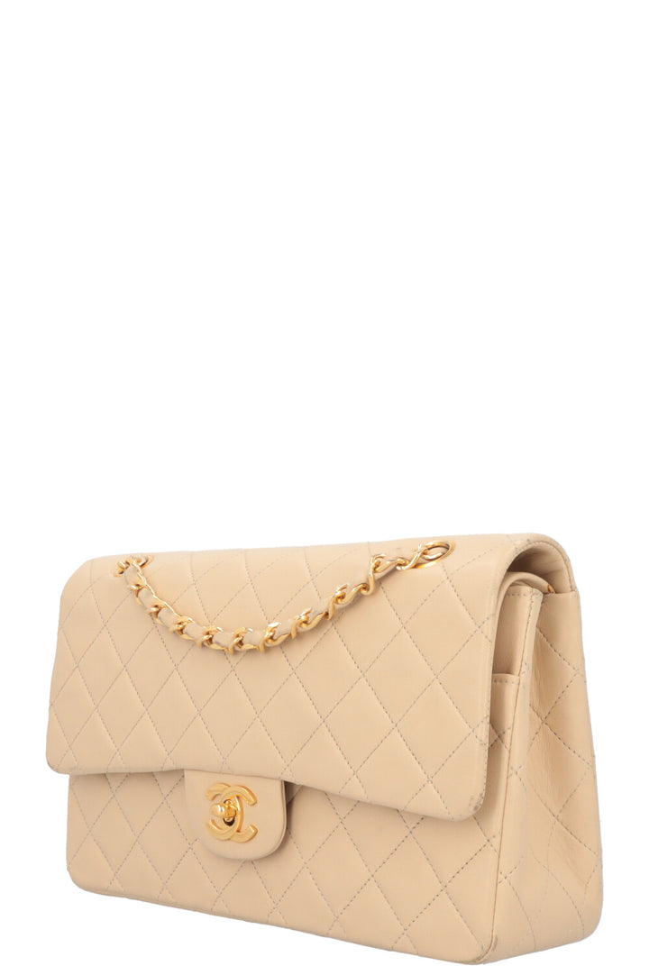 CHANEL Vintage Medium Double Flap Bag Beige