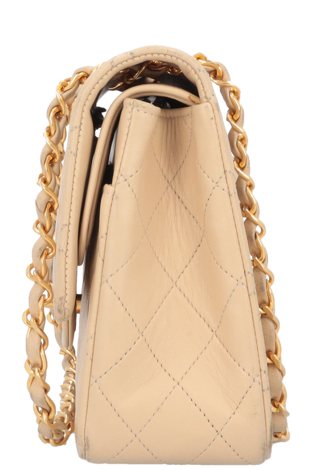 CHANEL Vintage Medium Double Flap Bag Beige