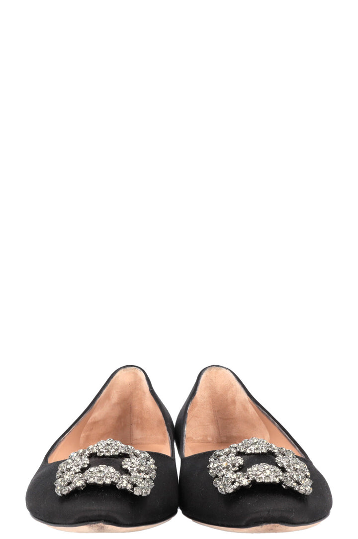MANOLO BLAHNIK Hangisi Flats Soie Noir