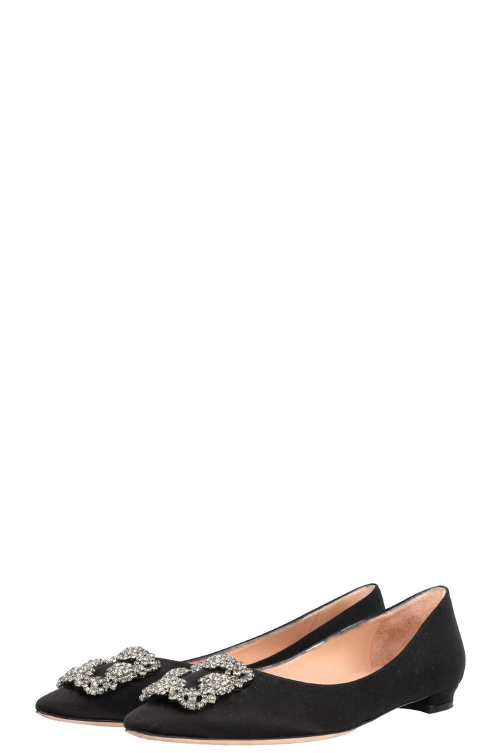 MANOLO BLAHNIK Hangisi Flats Soie Noir