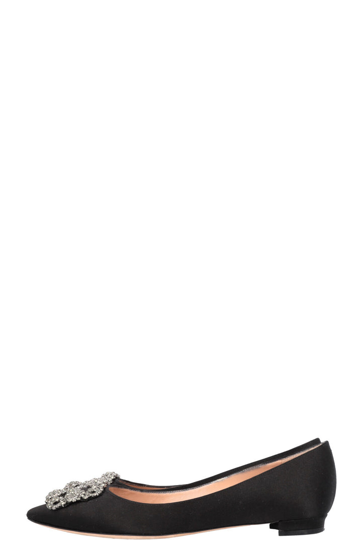 MANOLO BLAHNIK Hangisi Flats Soie Noir