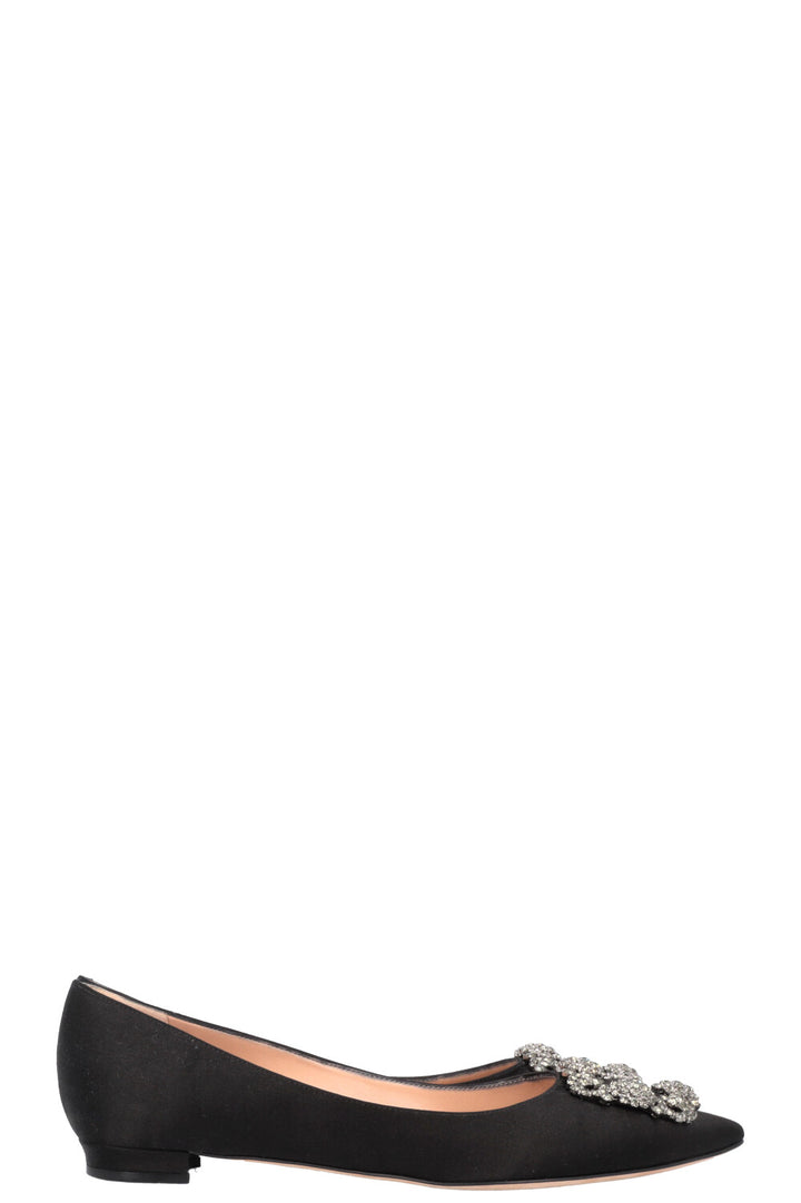 MANOLO BLAHNIK Hangisi Flats Soie Noir