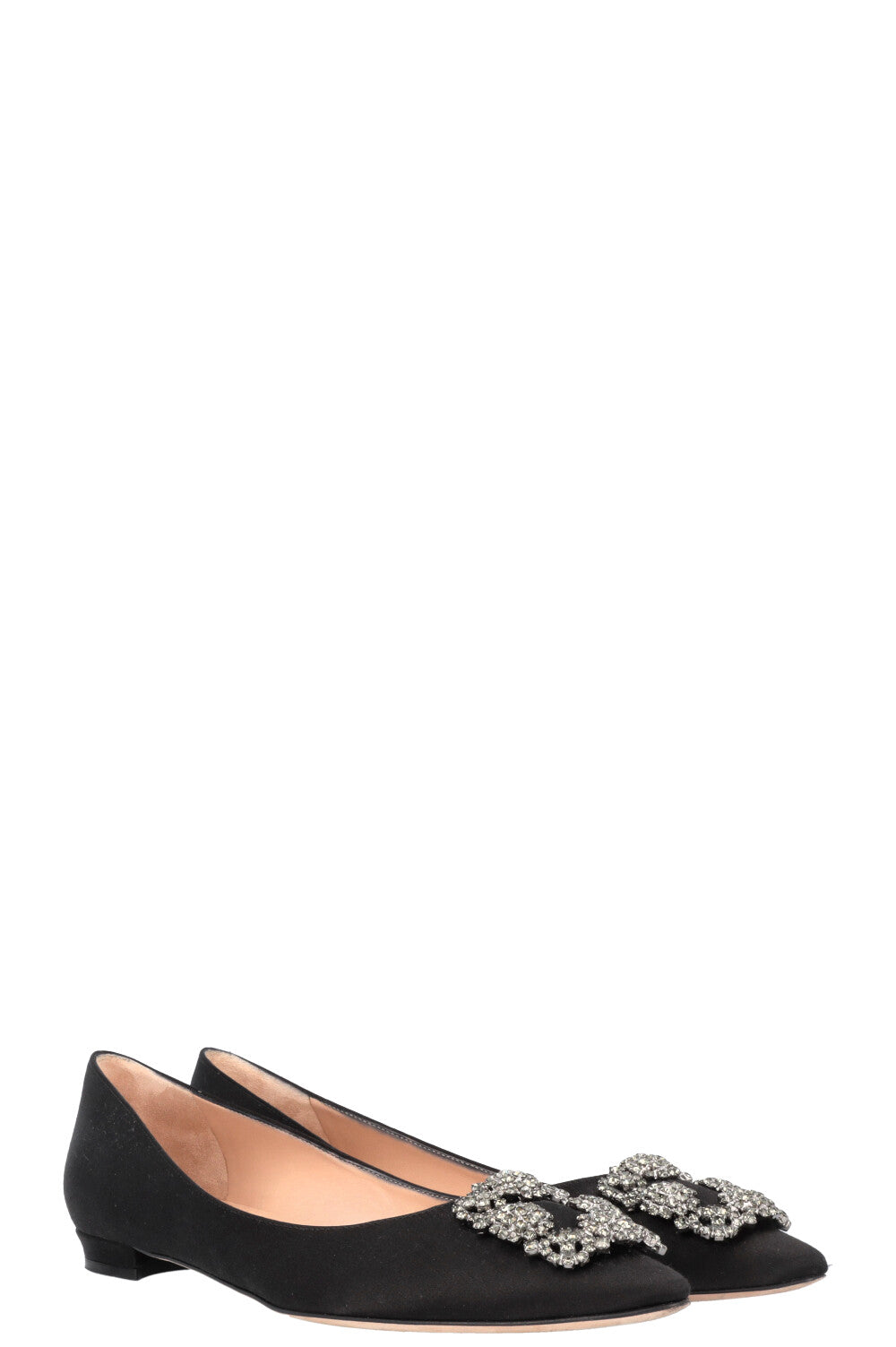 MANOLO BLAHNIK Hangisi Flats Silk Black