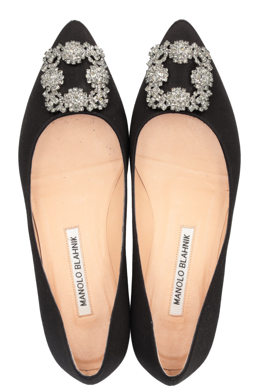 MANOLO BLAHNIK Hangisi Flats Soie Noir