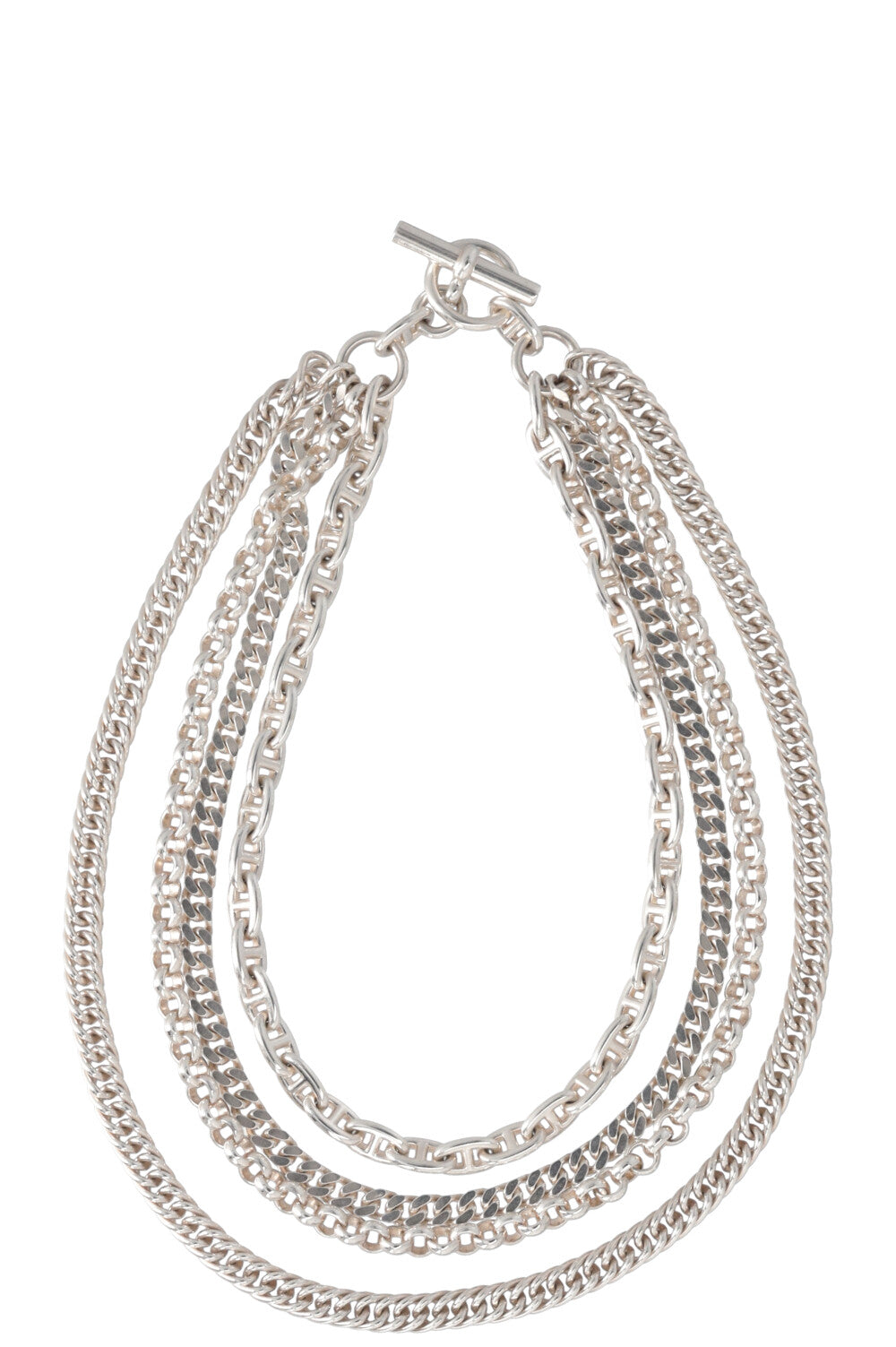 HERMÈS Multi Strand Chain D'Ancre Necklace Silver