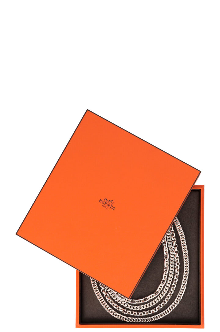HERMÈS Multi Strand Chain D'Ancre Necklace Silver