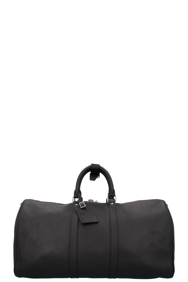 LOUIS VUITTON Keepall 50 Bandouliere Black Taiga Leather