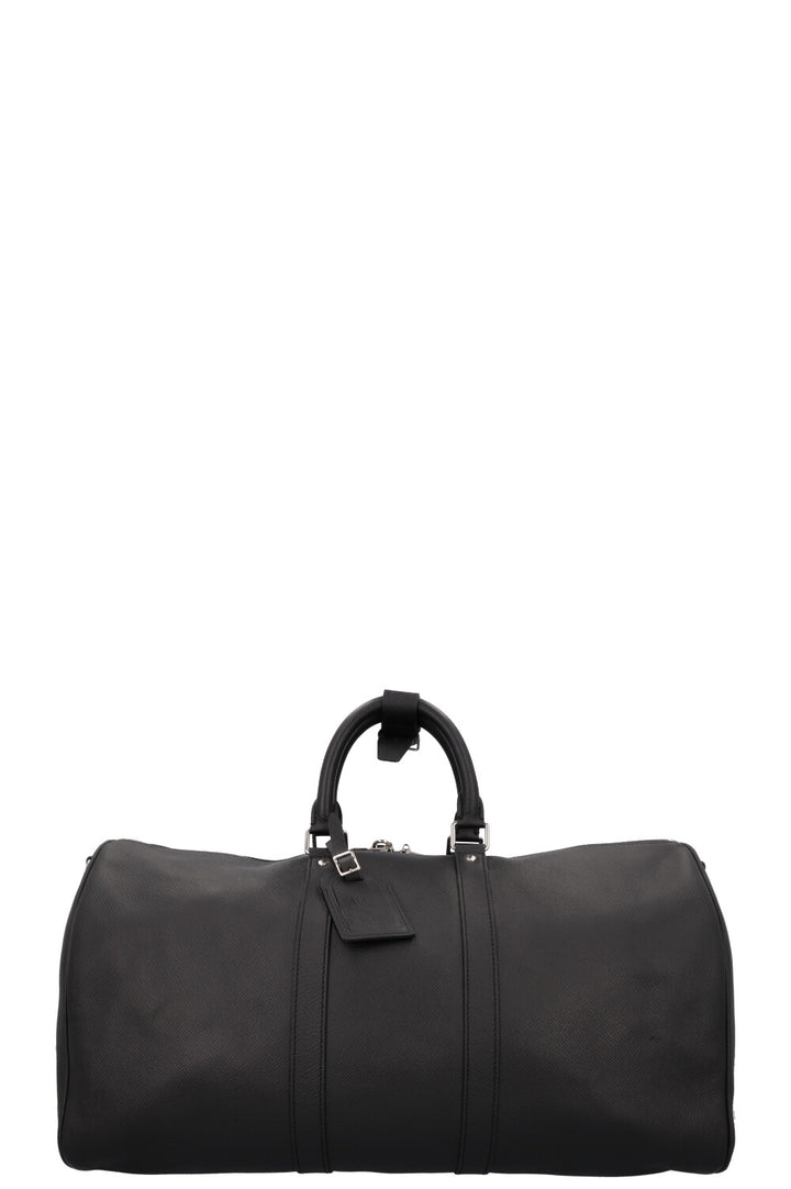 LOUIS VUITTON Keepall 50 Bandouliere Black Taiga Leather
