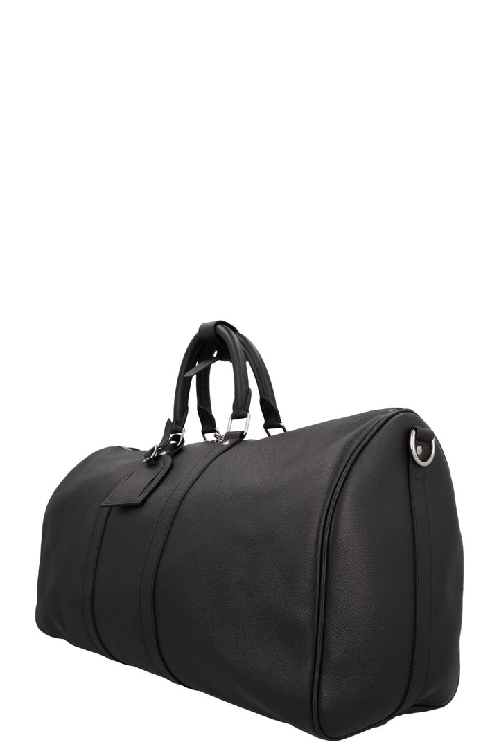 LOUIS VUITTON Keepall 50 Bandouliere Black Taiga Leather