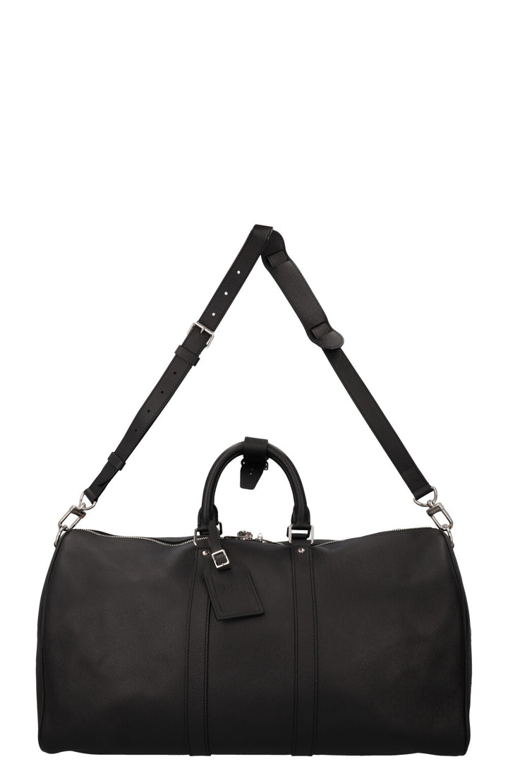 LOUIS VUITTON Keepall 50 Bandouliere Black Taiga Leather